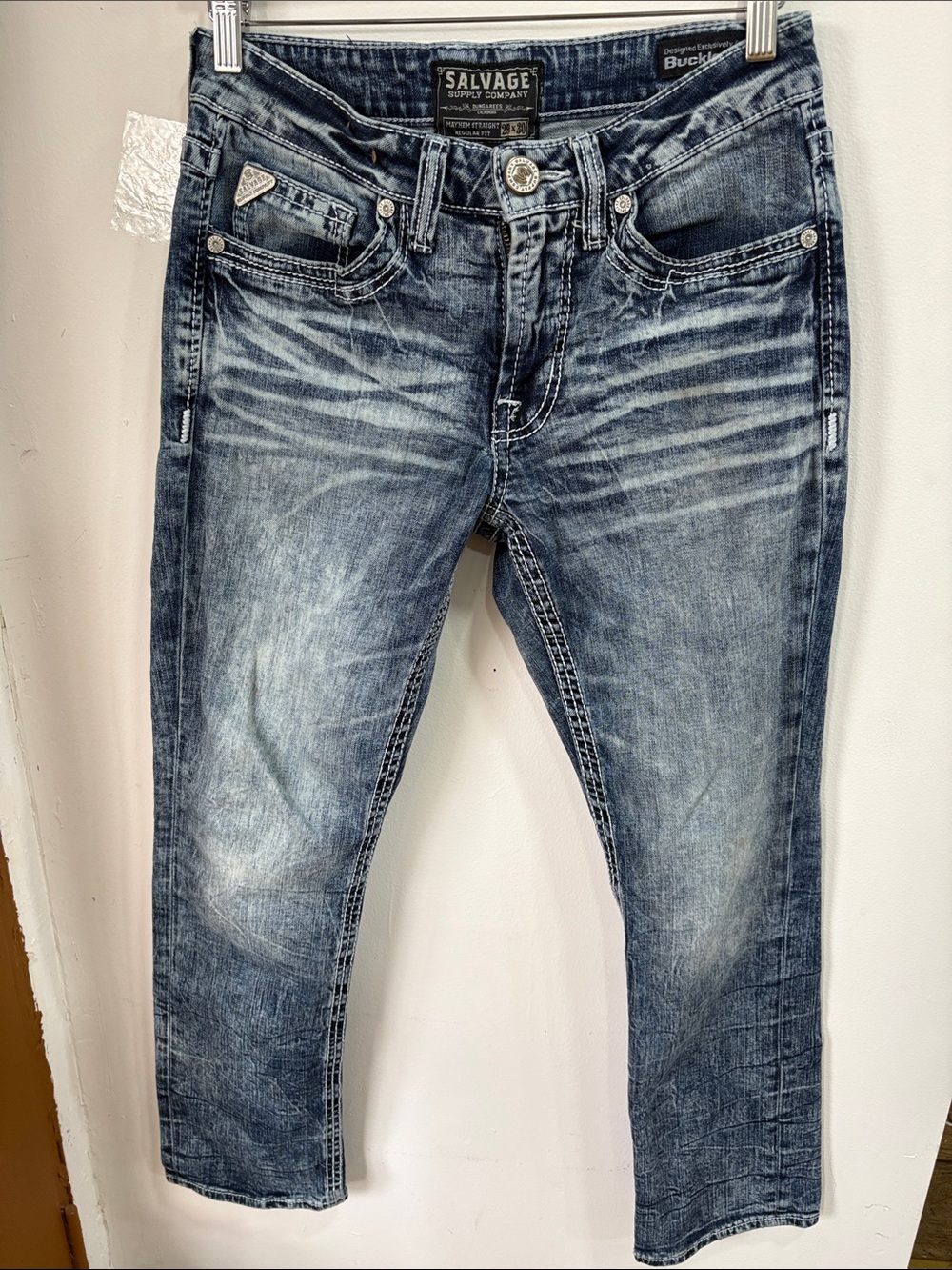 Salvage Men's Faded Blue Slim Straight Jeans